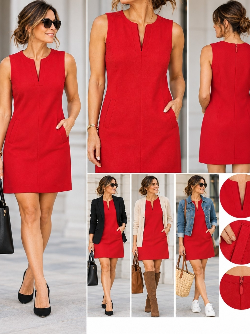 GAP Red Sleeveless Shift Dress Size Small Pockets